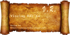 Viszlay Réka névjegykártya